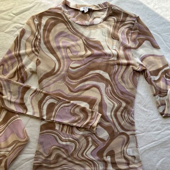 AFRM Marble Swirl Mesh Top and Skirt Set - Picture 4 of 6